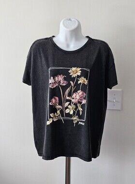 Paige Ryo Tee Washed Black Floral Size Medium NWT